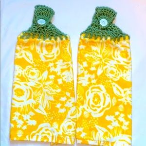 Hand Crafted Pioneer Woman Crochet Top Hanging Kitchen or Bathroom Hand Towels